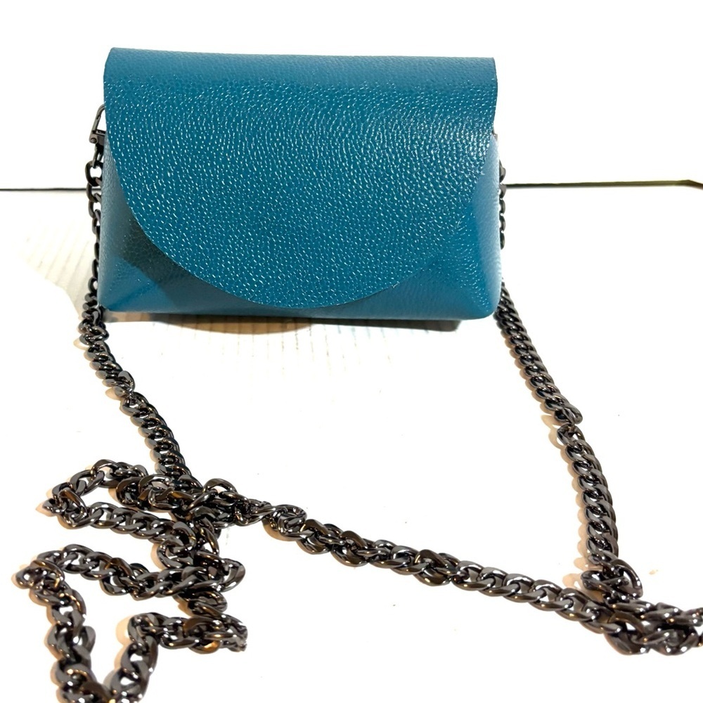 Elegant Blue Leather Crossbody Bag